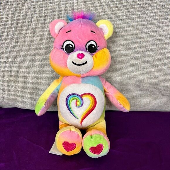 Care Bears Unlock The Magic Rainbow Heart Togetherness Plush Tie-Dye Bear 10” - Picture 1 of 4